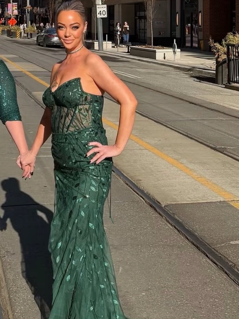 Emerald Green Strapless Evening Gown worn once